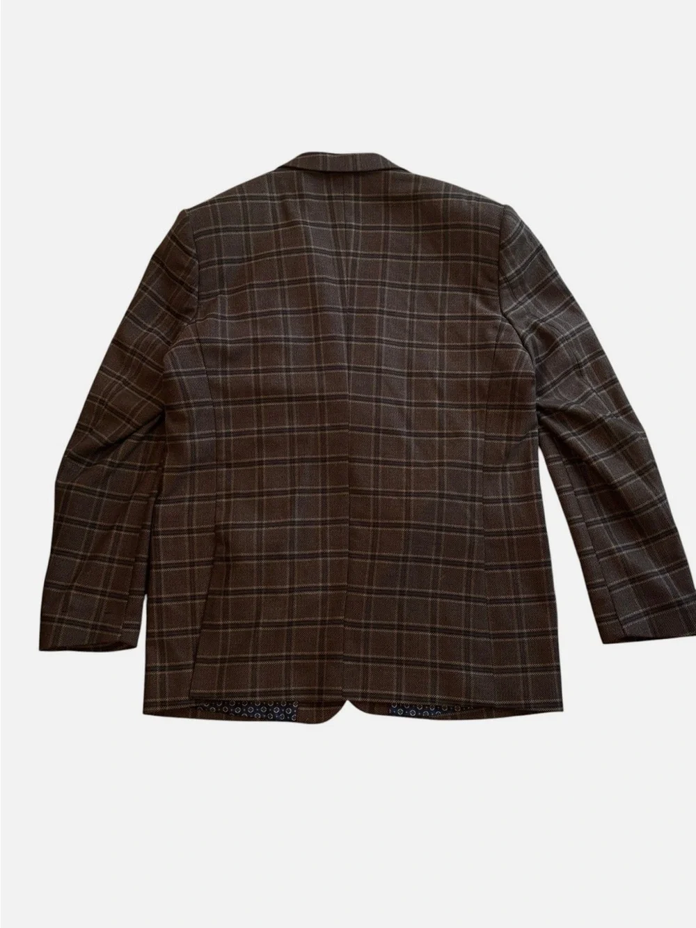 Classic Brown Windowpane Blazer & Trouser Set Men’s 46L/ 40X27 2 Pc Suit